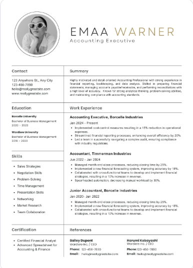 Professional CV Sample 6